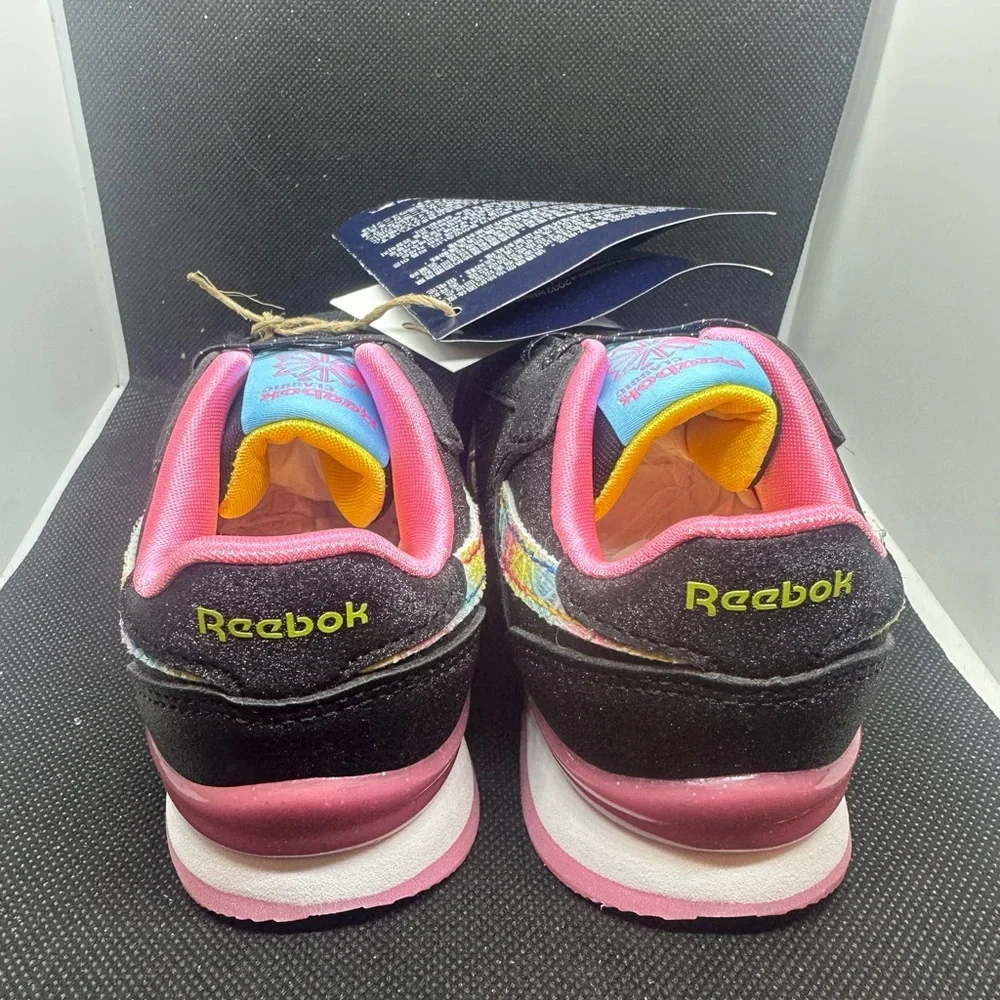 Reebok Classic (Light Up) Kids Black Sneakers with Pink and Multicolor Accents - Picture 3 of 5